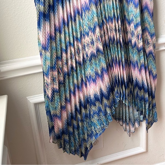 NWT Ramy Brook Giana Halter Maxi Dress Blue Pink Retro Chevron Sz XXL - Picture 8 of 16